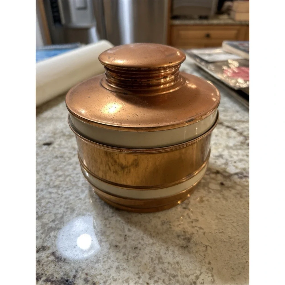 Vintage Chase USA Copper Tobacco Humidor Tin Lined Lidded Canister